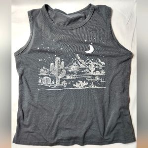 Womens sleeveless tank top desert moon size small